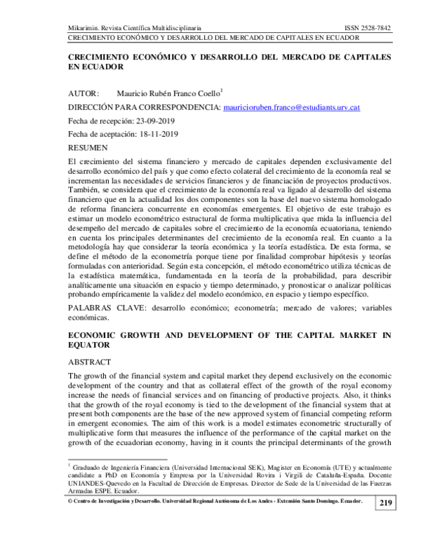 (PDF) Crecimiento Económico y Desarrollo Del Mercado De Capitales en ...