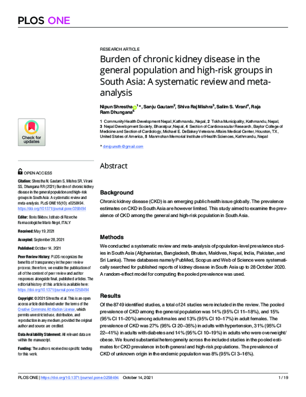(PDF) Burden of chronic kidney disease in the general population and ...