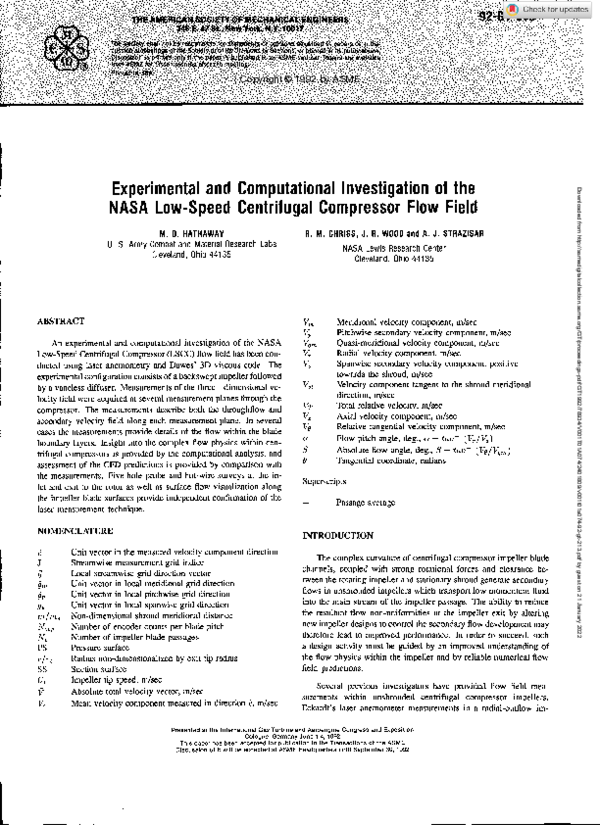 (PDF) Computational Investigation of the Centrifugal Compressor Flow Field