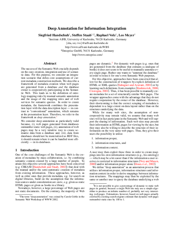 (PDF) Deep Annotation for Information Integration
