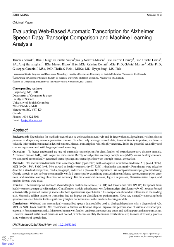 (PDF) Evaluating Web-Based Automatic Transcription for Alzheimer’s ...