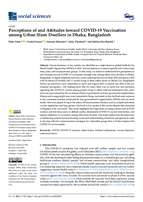 (PDF) Perceptions of and Attitudes toward COVID-19 Vaccination among ...