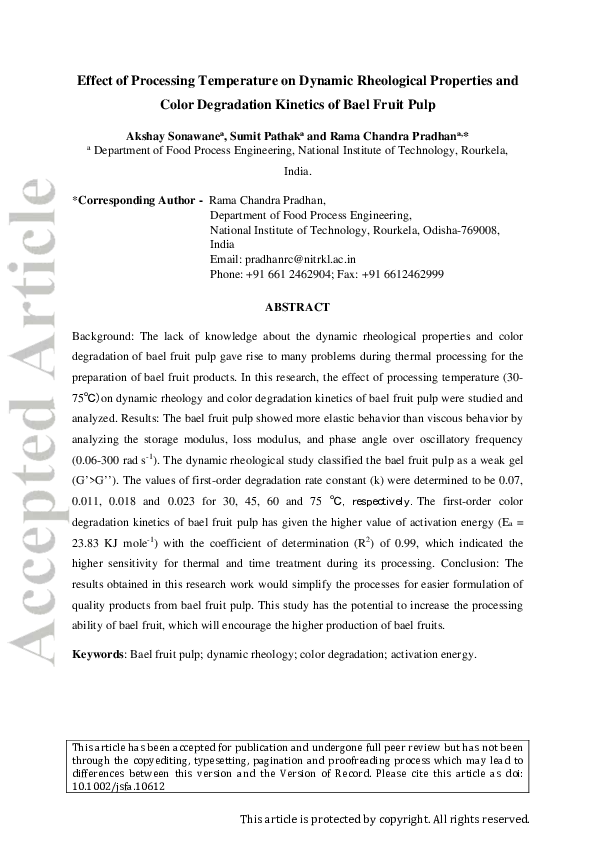 (PDF) Effect of processing temperature on dynamic rheological ...