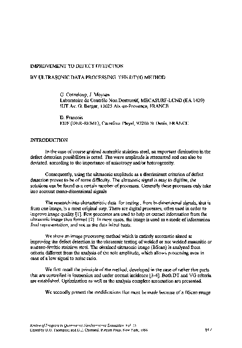 (PDF) Improvement to Defect Detection by Ultrasonic Data Processing ...