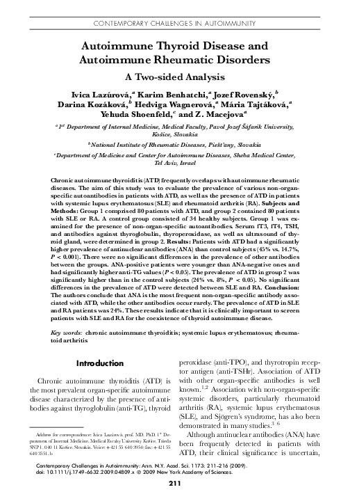(PDF) Autoimmune Thyroid Disease and Autoimmune Rheumatic Disorders