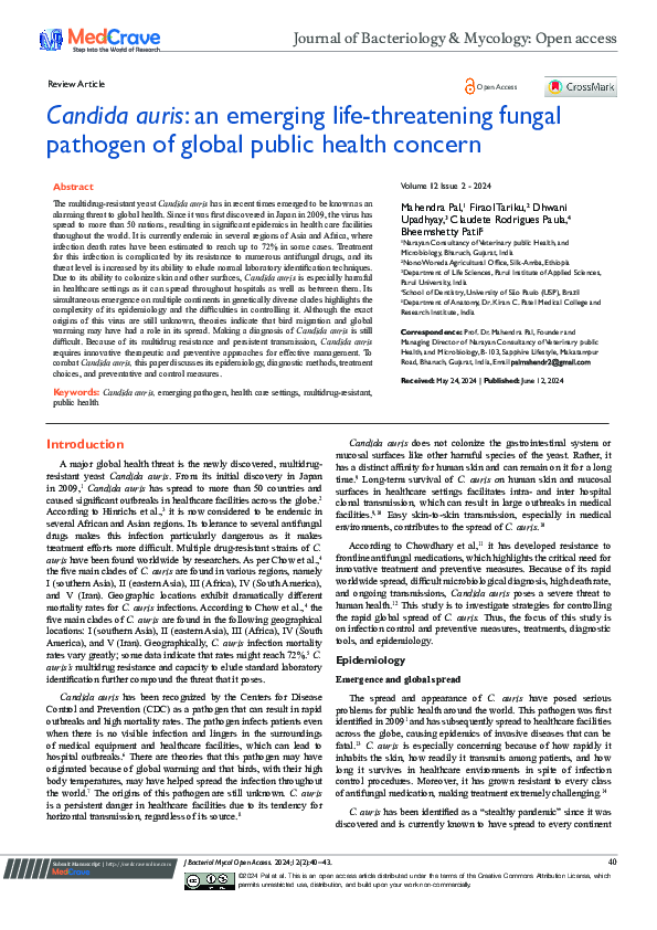 (PDF) Candida auris: an emerging life-threatening fungal pathogen of ...