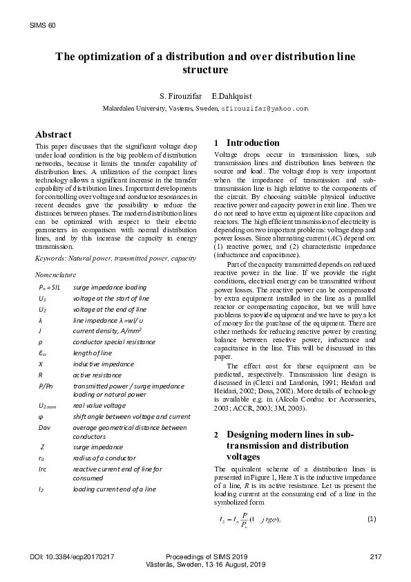 (PDF) The optimization of a distribution and over distribution line ...