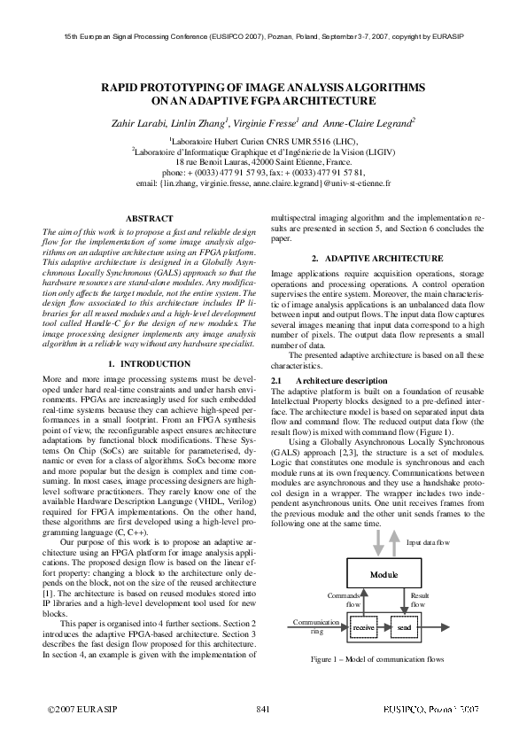 (PDF) Rapid prototyping of image analysis algorithms on an adaptive ...