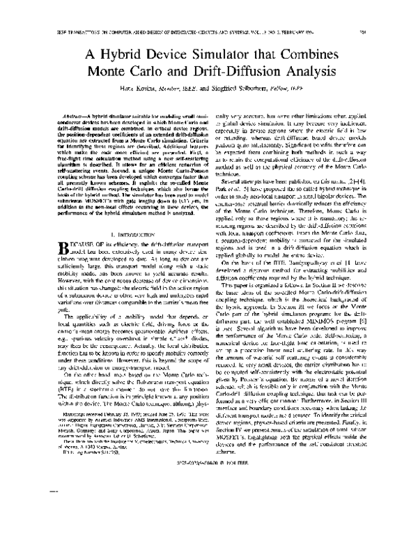 (PDF) A hybrid device simulator that combines Monte Carlo and drift ...