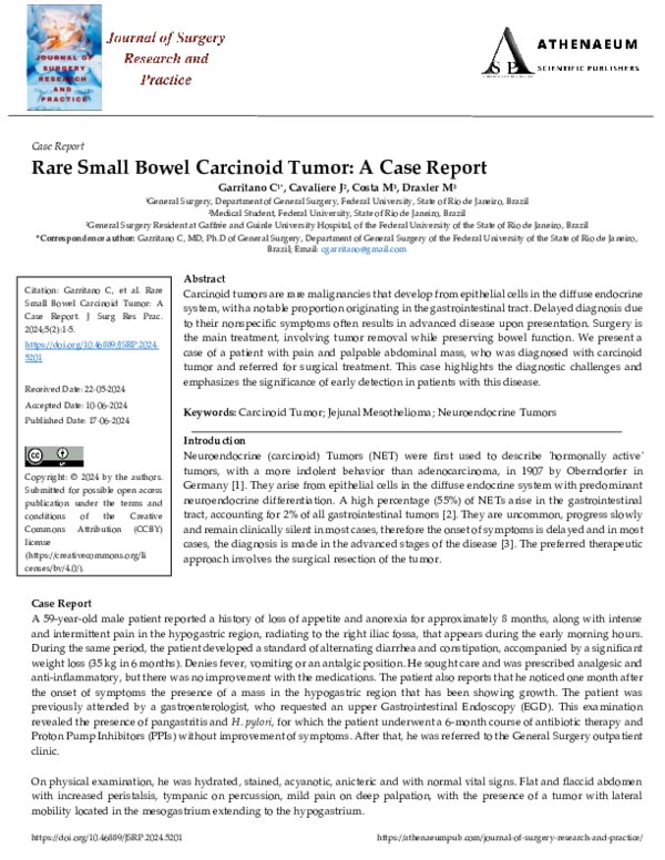(PDF) Rare Small Bowel Carcinoid Tumor: A Case Report