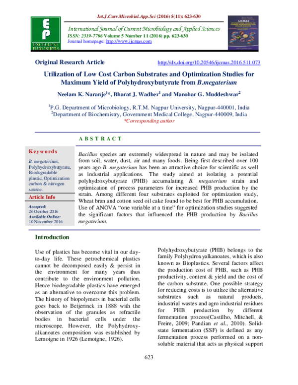 (PDF) Utilization of Low Cost Carbon Substrates and Optimization ...