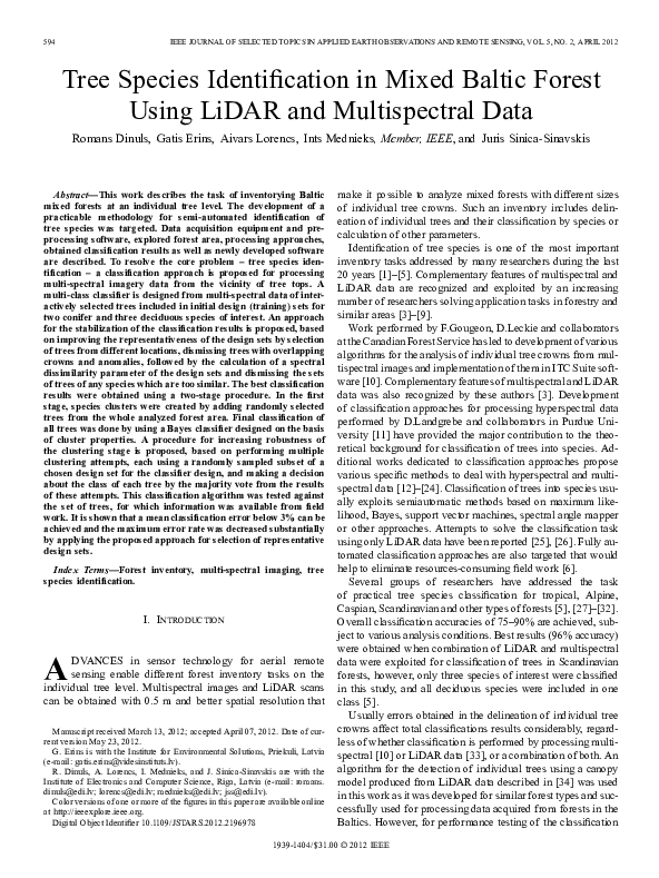 (PDF) Tree Species Identification in Mixed Baltic Forest Using LiDAR ...