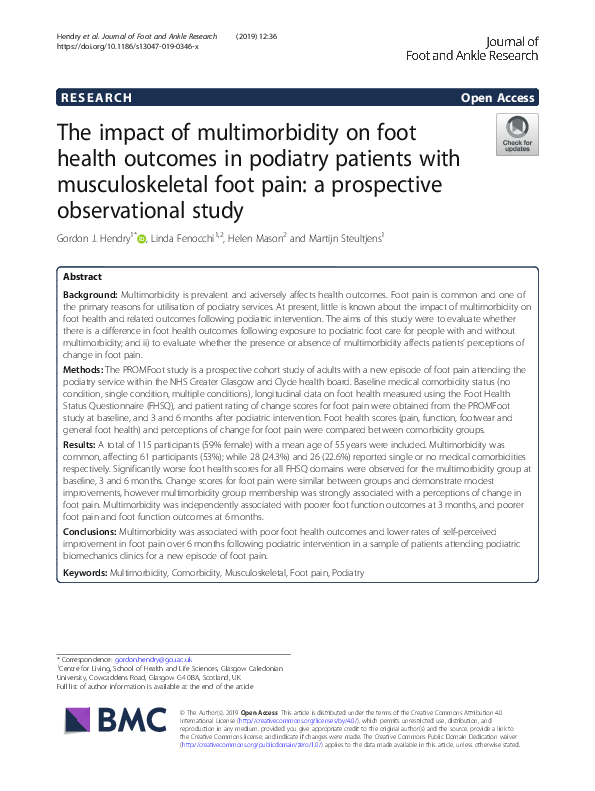 (PDF) The impact of multimorbidity on foot health outcomes in podiatry ...