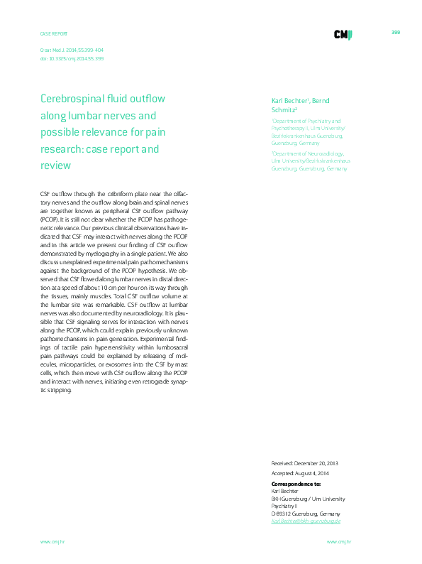 (PDF) Cerebrospinal fluid outflow along lumbar nerves and possible ...