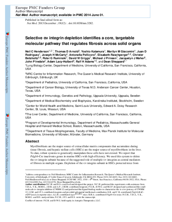 (PDF) Targeting of αv integrin identifies a core molecular pathway that ...