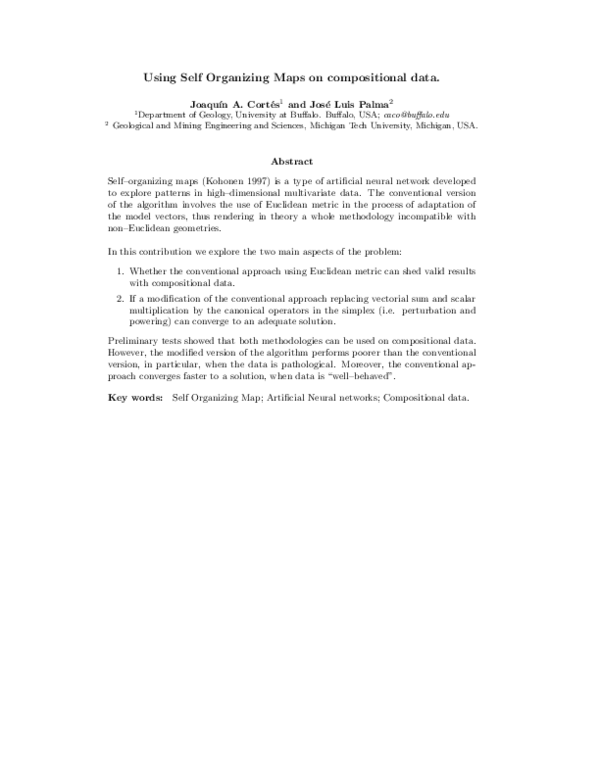(PDF) Using self organizing maps on compositional data