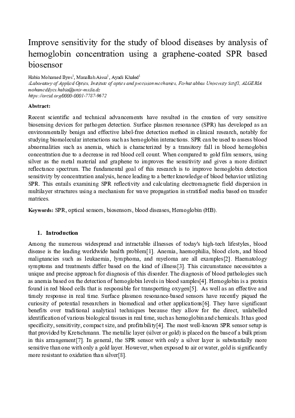 (PDF) Improve sensitivity for the study of blood diseases by analysis ...
