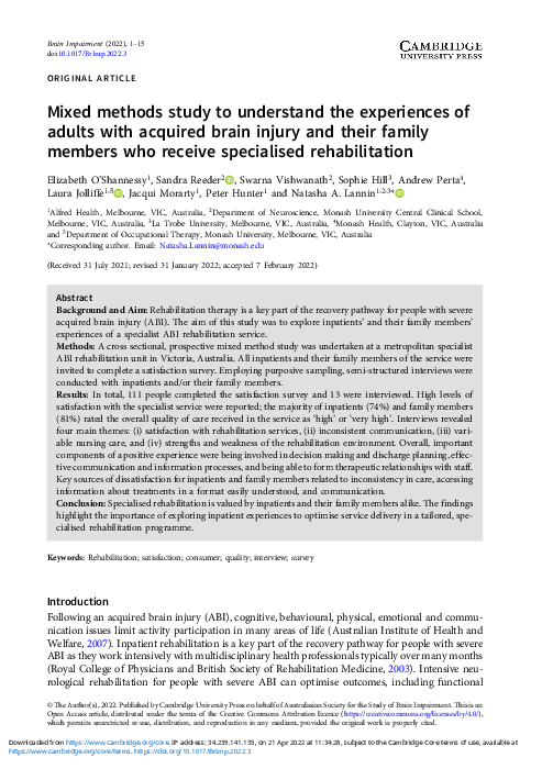 (PDF) Mixed methods study to understand the experiences of adults with ...