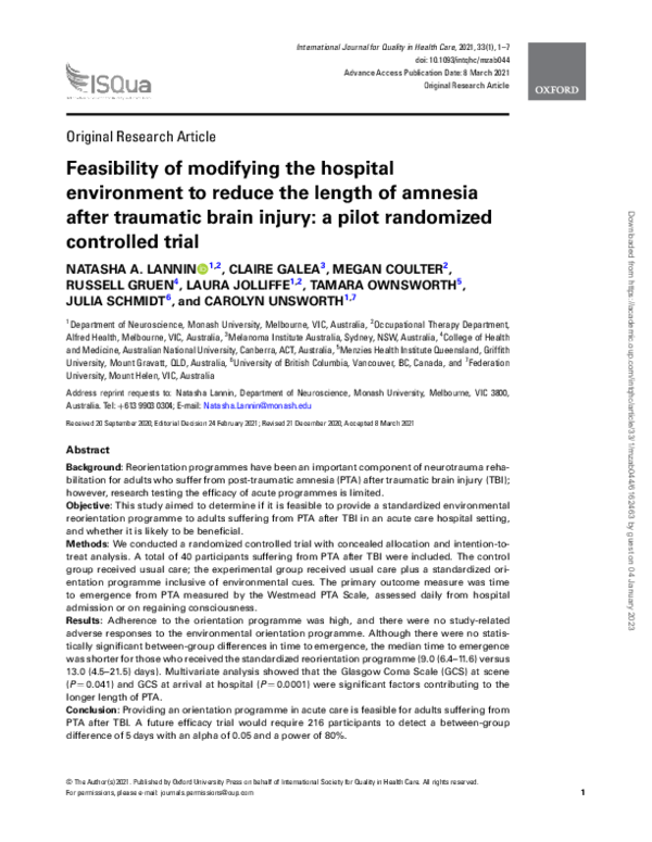 (PDF) Feasibility of modifying the hospital environment to reduce the ...