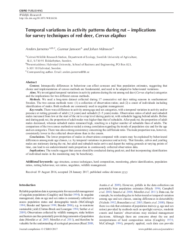 (PDF) Temporal variations in activity patterns during rut ...