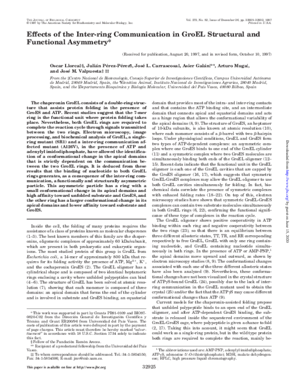 (PDF) Effects of the Inter-ring Communication in GroEL Structural and ...