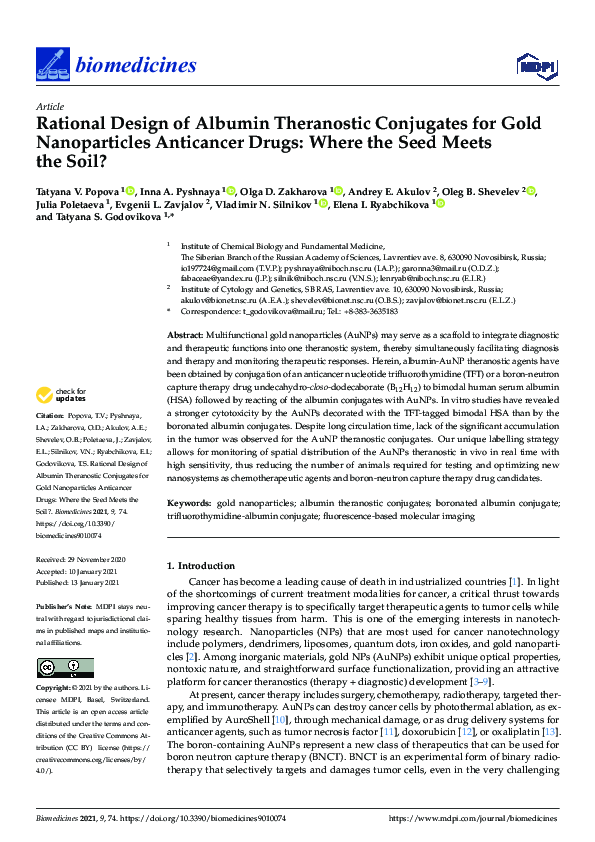 (PDF) Rational Design of Albumin Theranostic Conjugates for Gold ...