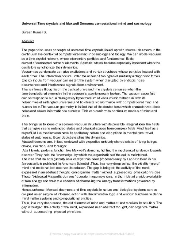(PDF) Universal Time crystals and Maxwell Demons: computational mind ...