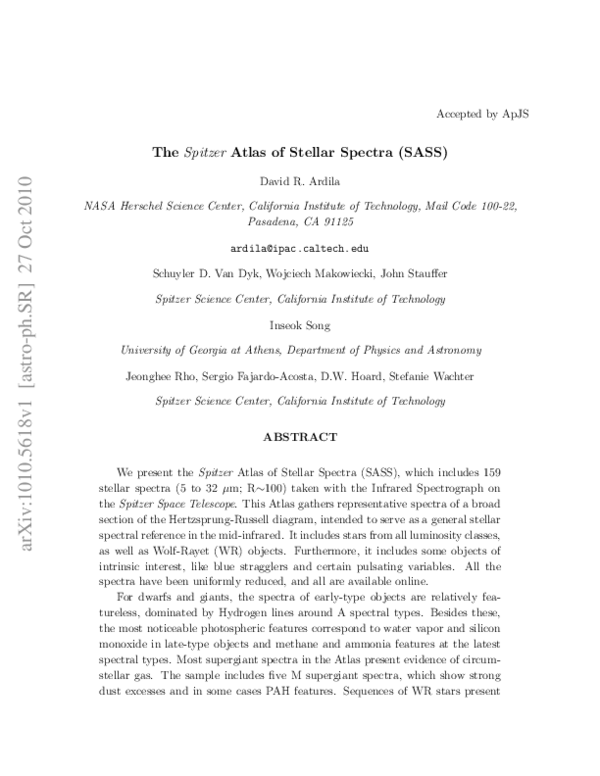 (PDF) Spitzer Atlas of Stellar Spectra
