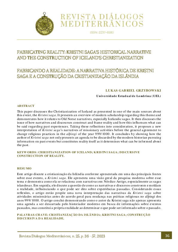 (PDF) FABRICATING REALITY KRISTNI SAGA'S HISTORICAL NARRATIVE AND THE