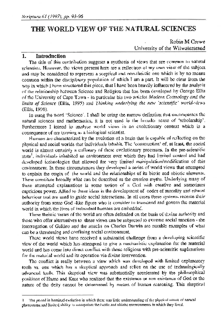 (PDF) The World View of the Natural Sciences