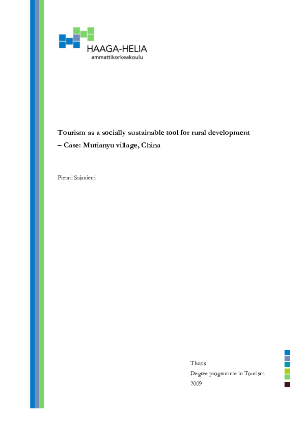 (PDF) Tourism as a socially sustainable tool for rural development ...
