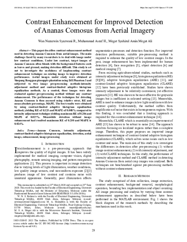 (PDF) Contrast Enhancement for Improved Detection of Ananas Comosus ...