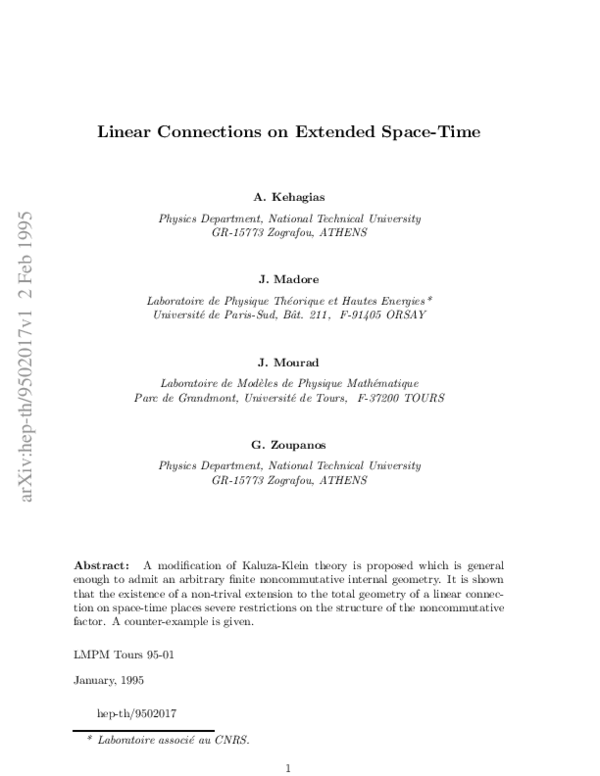 (PDF) Linear connections on extended space-time