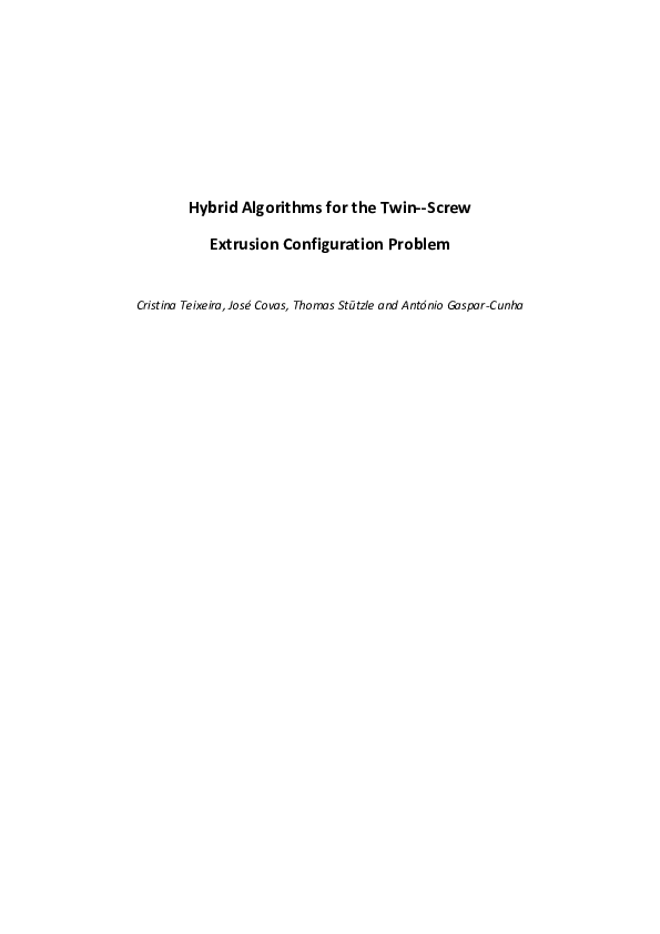 (PDF) Hybrid algorithms for the twin–screw extrusion configuration problem