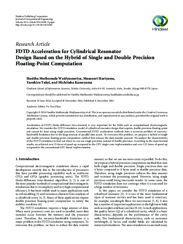 (PDF) FDTD Acceleration for Cylindrical Resonator Design Based on the ...