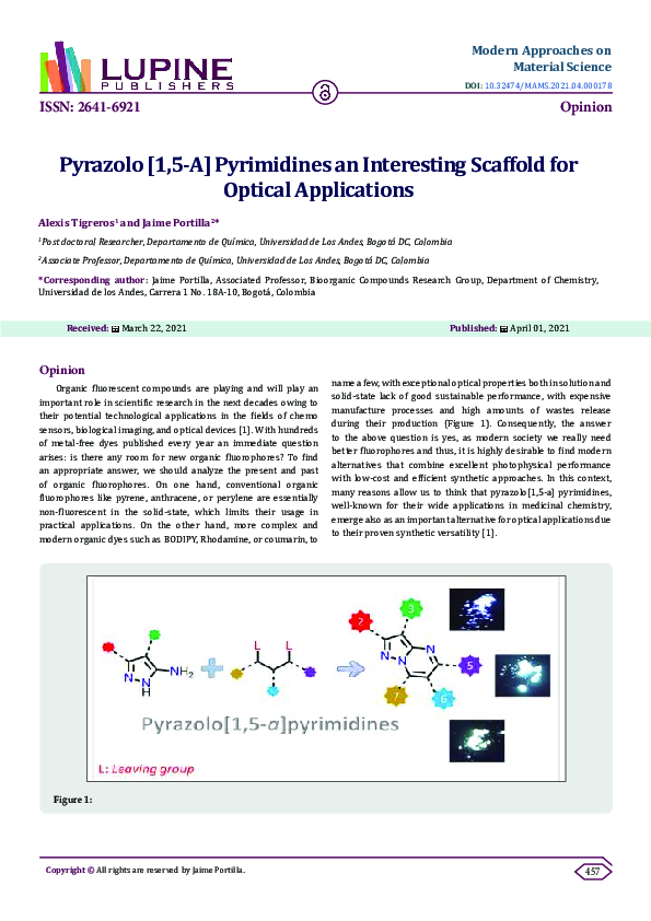 (PDF) Pyrazolo [1,5-A] Pyrimidines an Interesting Scaffold forOptical ...