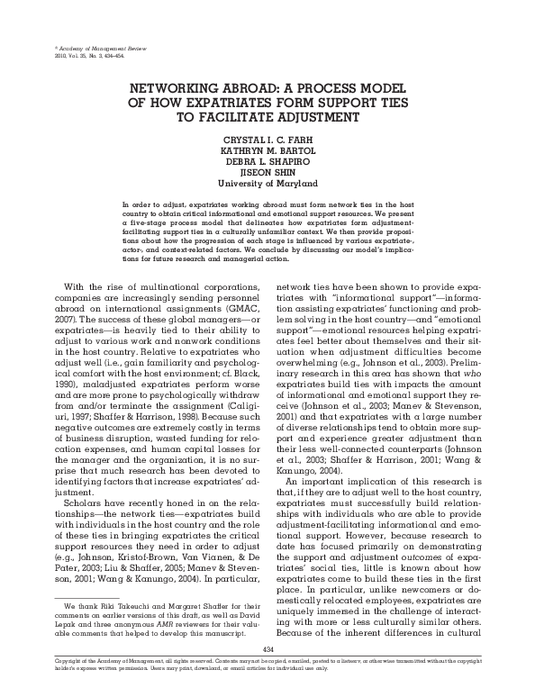 (PDF) Networking Abroad: A Process Model of How Expatriates Form ...