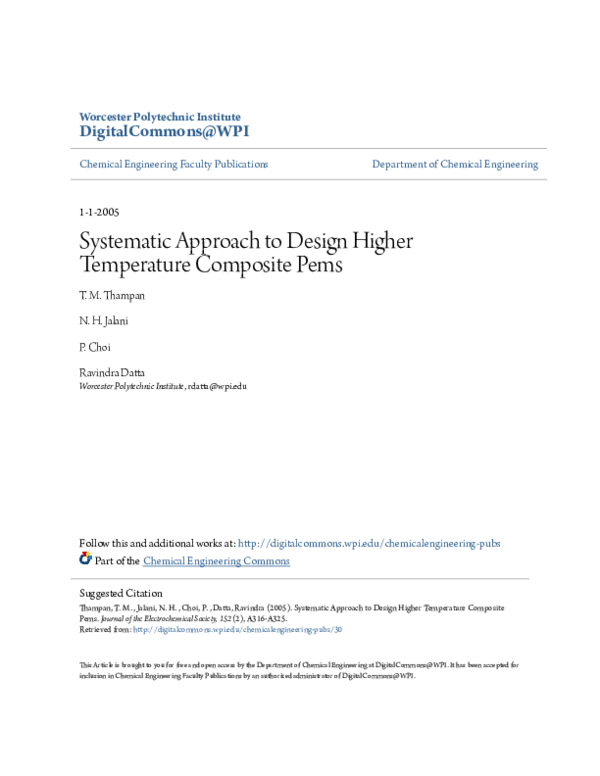 (PDF) Systematic Approach to Design Higher Temperature Composite PEMs