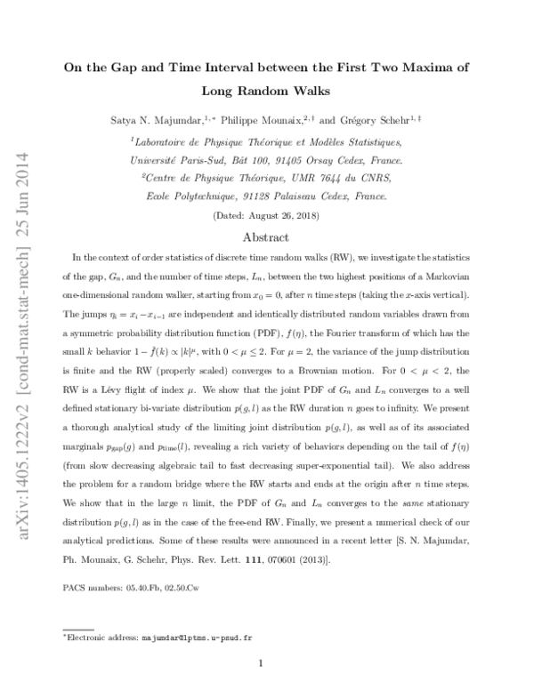 (PDF) On the gap and time interval between the first two maxima of long ...