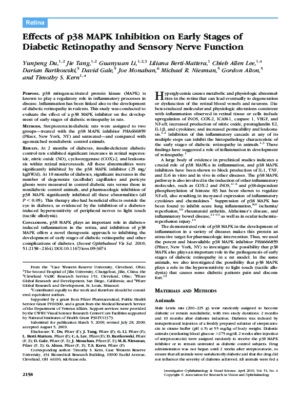 (PDF) Effects of p38 MAPK Inhibition on Early Stages of Diabetic ...