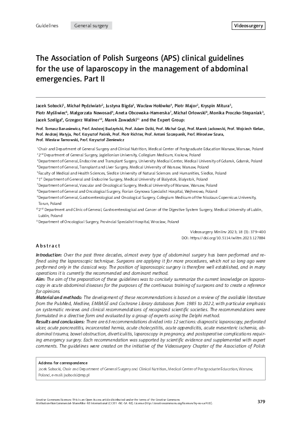 (PDF) The Association of Polish Surgeons (APS) clinical guidelines for ...
