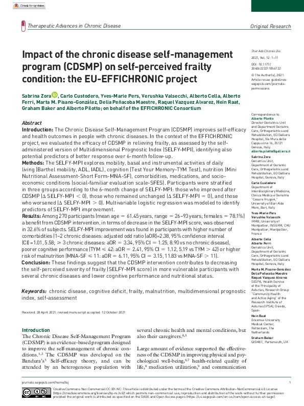 (PDF) Impact of the chronic disease self-management program (CDSMP) on ...
