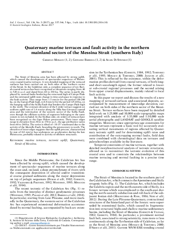 (PDF) Quaternary marine terraces and fault activity in the northern ...