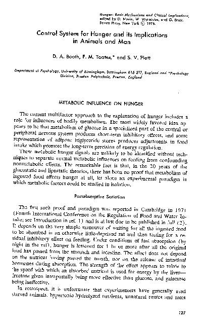 (PDF) Control system for hunger and its implications in animals and man