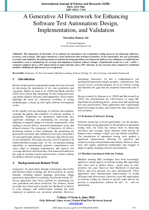 (PDF) A Generative AI Framework for Enhancing Software Test Automation ...