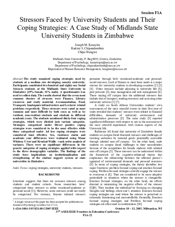 (PDF) Stressors faced by university students and their coping ...