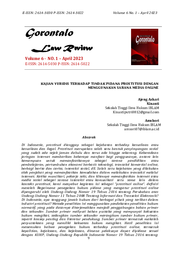 (PDF) Kajian Yuridis Terhadap Tindak Pidana Prostitusi Dengan ...