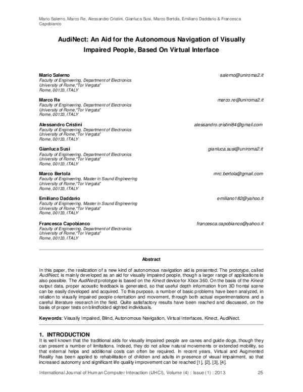 (PDF) AudiNect: an aid for the autonomous navigation of visually ...