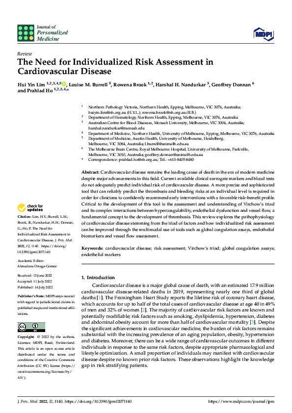 (PDF) The Need for Individualized Risk Assessment in Cardiovascular Disease