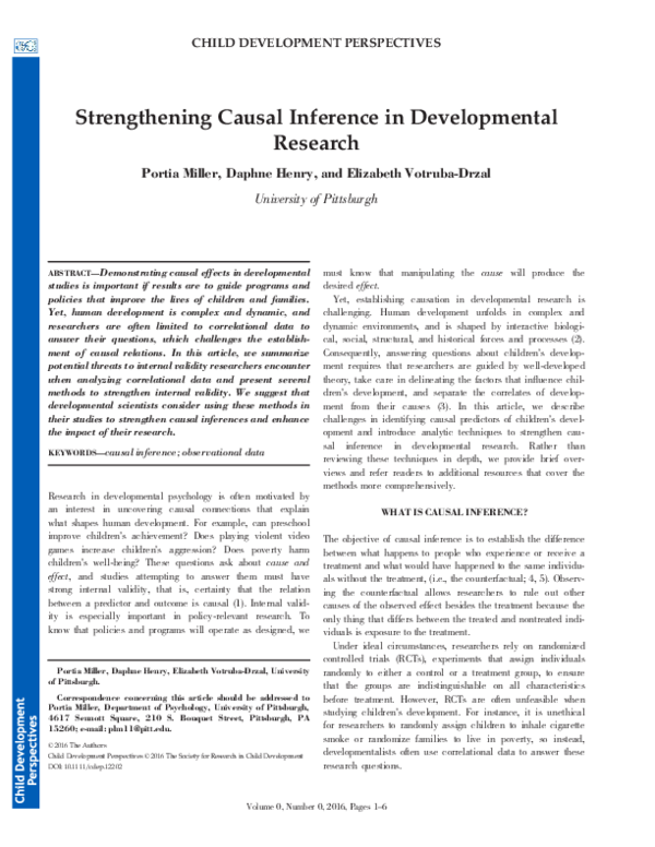 (PDF) Strengthening Causal Inference in Developmental Research